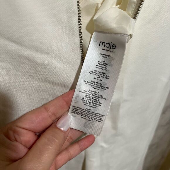 Maje boot cut white jumpsuit with zipper in the front - Picture 4 of 7